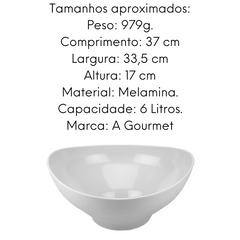 Tigela saladeira oval melamina 6L Gourmet Mix