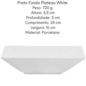 Prato Fundo de Porcelana Plateau White Oxford Oxford