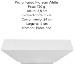 Prato Fundo de Porcelana Plateau White Oxford Oxford