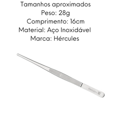 Pinça Culinária Ponta Reta em Aço Inox Hercules