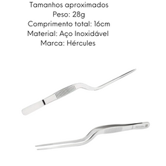 Pinça Culinária Curvada Ponta Reta em Aço Inox Hercules