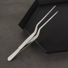 Pinça Culinária Curvada Ponta Reta em Aço Inox Hercules