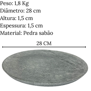Prato Raso Redondo 28cm em Pedra Sabão Val Pedra Sabão