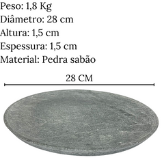 Prato Raso Redondo 28cm em Pedra Sabão Val Pedra Sabão