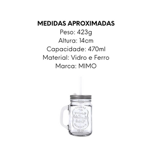 Jarra Retro de Vidro Com Canudo Mimo Style