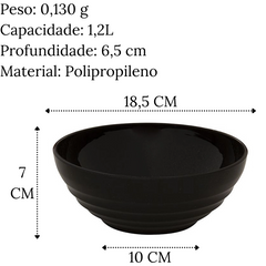 Tigela Bowl Sopeira Oriental 1,2L Preto VemPlast