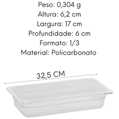 Cuba GN 1/3 em Policarbonato Natural VemPlast