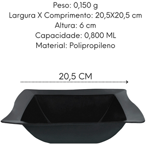 Tigela Saladeira Moove Preto Polipropileno 800ML VemPlast