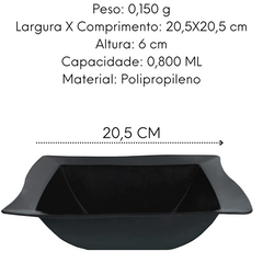 Tigela Saladeira Moove Preto Polipropileno 800ML VemPlast