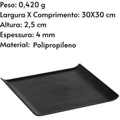 Bandeja Servir Quadrada Preta VemPlast