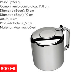 Bule para Chá de Aço Inox 800ml - A Gourmet