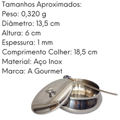 Farinheiro Açucareiro C/ Colher e Tampa de Aço Inox - A Gourmet