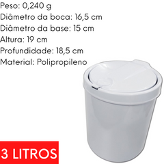 Lixeira para Pia com tampa de clicar 3L Viel