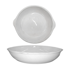 Prato Redondo Com Alça em Ceramica Branco 24cm LaFaenza