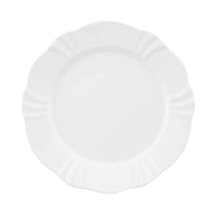 Prato Sobremesa Porcelana Soleil Branco Relevo Bolo Oxford
