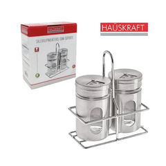 Saleiro Pimenteiro em Aço Inox Com Suporte Etilux