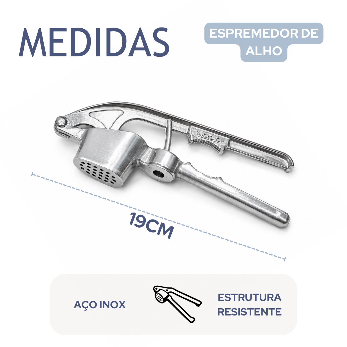 Espremedor de alho aluminio