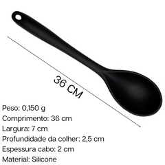 Colher Profissional Silicone Preta 36cm Weck Weck
