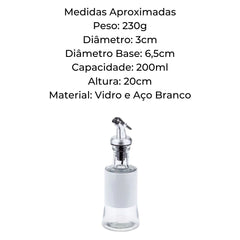 Galheteiro de Vidro e Aço Pintado Branco 200ml Weck