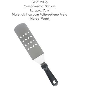Espátula Perfurada Longa Curva Profissional Weck