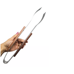 Pegador Para Churrasco De Inox Com Madeira Grande 35cm - A Gourmet