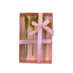 Faqueiro Inox Dourado Luxo 4 Peças com Caixa Presente - A Gourmet