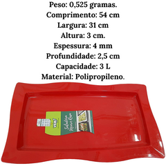 Tigela Saladeira Moove Rasa Vermelha 3L VemPlast