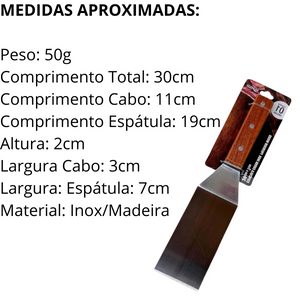 Espátula Curva em Aço Inox Cabo de Madeira - A Gourmet