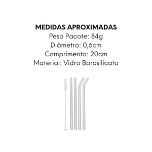 Conjunto 4 Canudos Boro Com Escova de Limpar - A Gourmet
