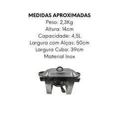 Rechaud Retangular Grander de Aço Inox 4,5L - A Gourmet