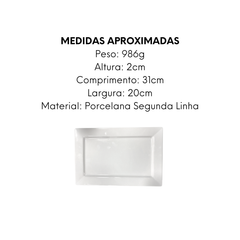 Prato de Porcelana Segunda Linha Retangular Piatto 31cm - A Gourmet