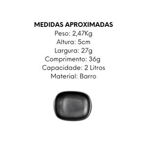 Travessa M Preta de Barro 2L - A Gourmet