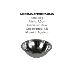Tigela Bowl de Aço Inox 18cm Reforçado Baccani