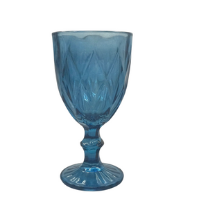 Taça Agua Diamond em Azul Vidro A Gourmet