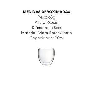 Conjunto Com 2 Copos 90ml de Vidro Borossilicato - A Gourmet