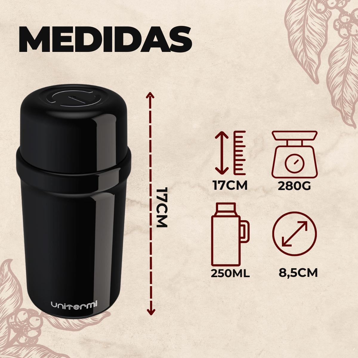 garrafa térmica servir 250ml