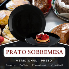 Prato de Sobremesa Meridional preto Redondo - A Gourmet