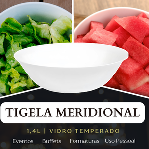 Tigela Meridional Branca 1,4L de Vidro Temperado - A Gourmet