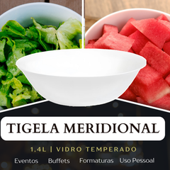 Tigela Meridional Branca 1,4L de Vidro Temperado - A Gourmet