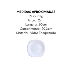 Prato de Sobremesa Branco Oasis Quadrado Vidro temperado - A Gourmet