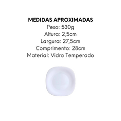 Prato Raso Quadrado Oasis Vidro Temperado - A Gourmet