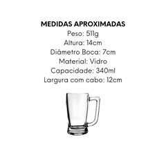 Caneca Chopp Safira 340ml Vidro - A Gourmet