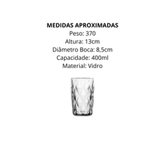 Copo Diamond 400ml de Vidro - A Gourmet