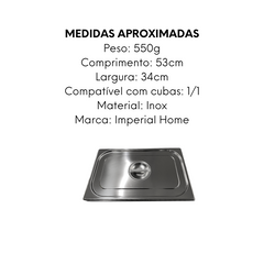 Tampa de Cuba Sem Recorte aço Inox 1/1 unyhome