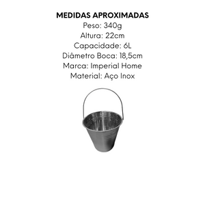 Balde de Gelo em Aço Inox 6L Com Alça unyhome