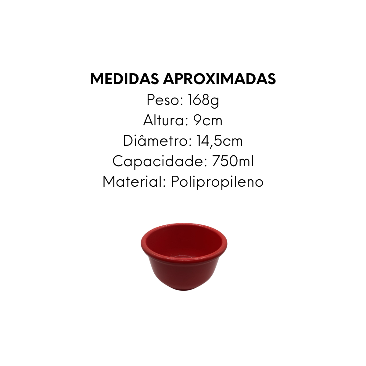 Cumbuca de Polipropileno Vermelha 750ml - A Gourmet