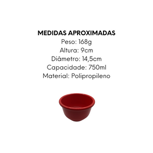 Cumbuca de Polipropileno Vermelha 750ml - A Gourmet