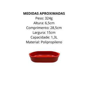 Assadeira Vermelha de Polipropileno 1,3L - A Gourmet