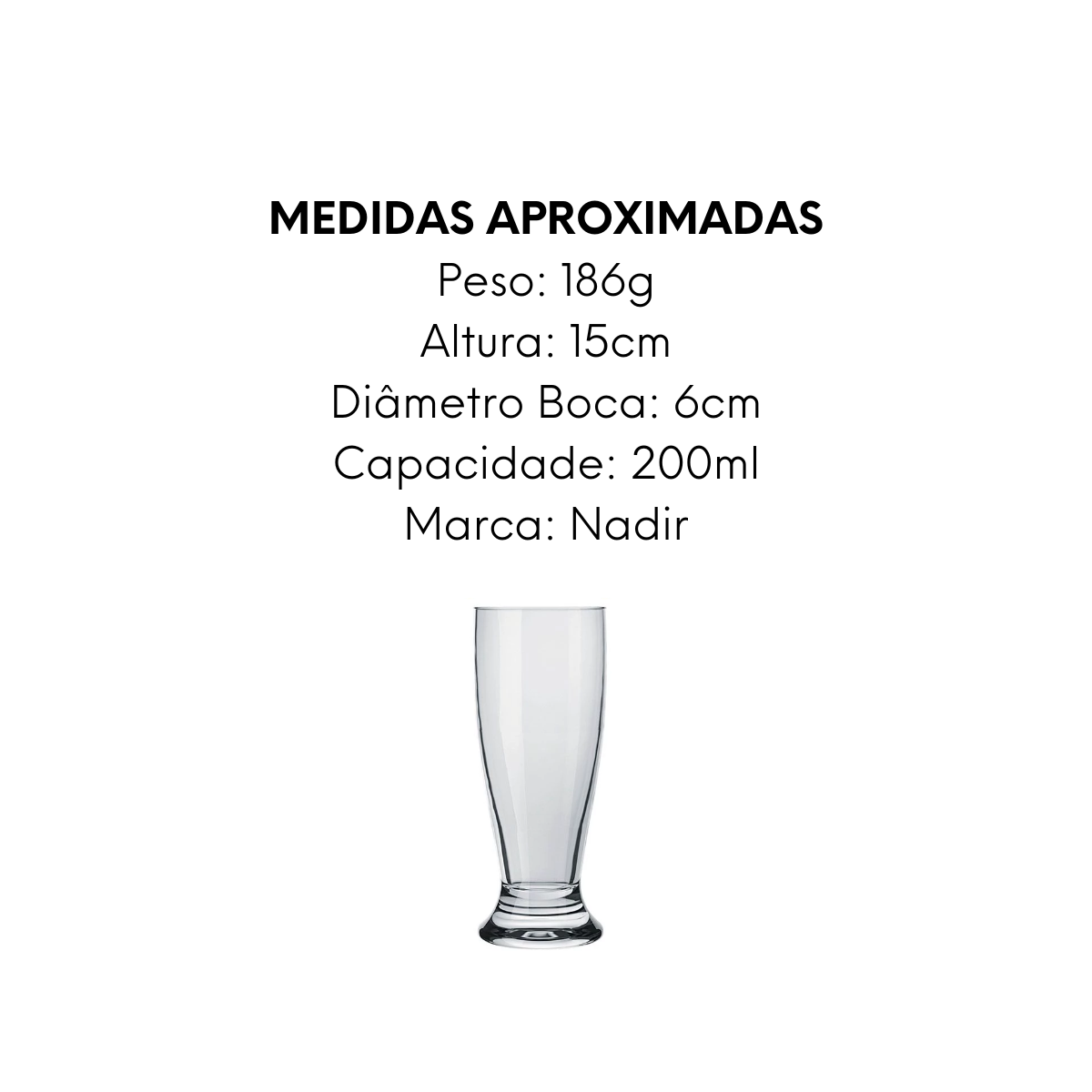 Copo de Vidro Chopp Munich 200ml Nadir