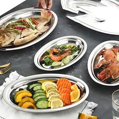 Travessa Inox Oval Rasa - A Gourmet